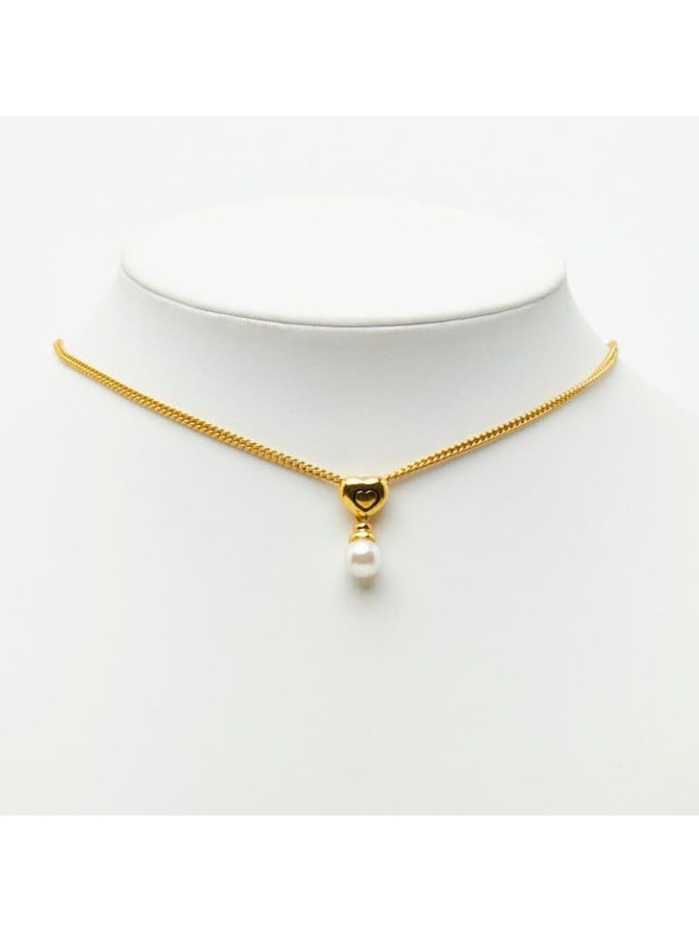 Dior Heart Pendant Necklace Gold Plated Faux Pearl - Picture 7 of 7